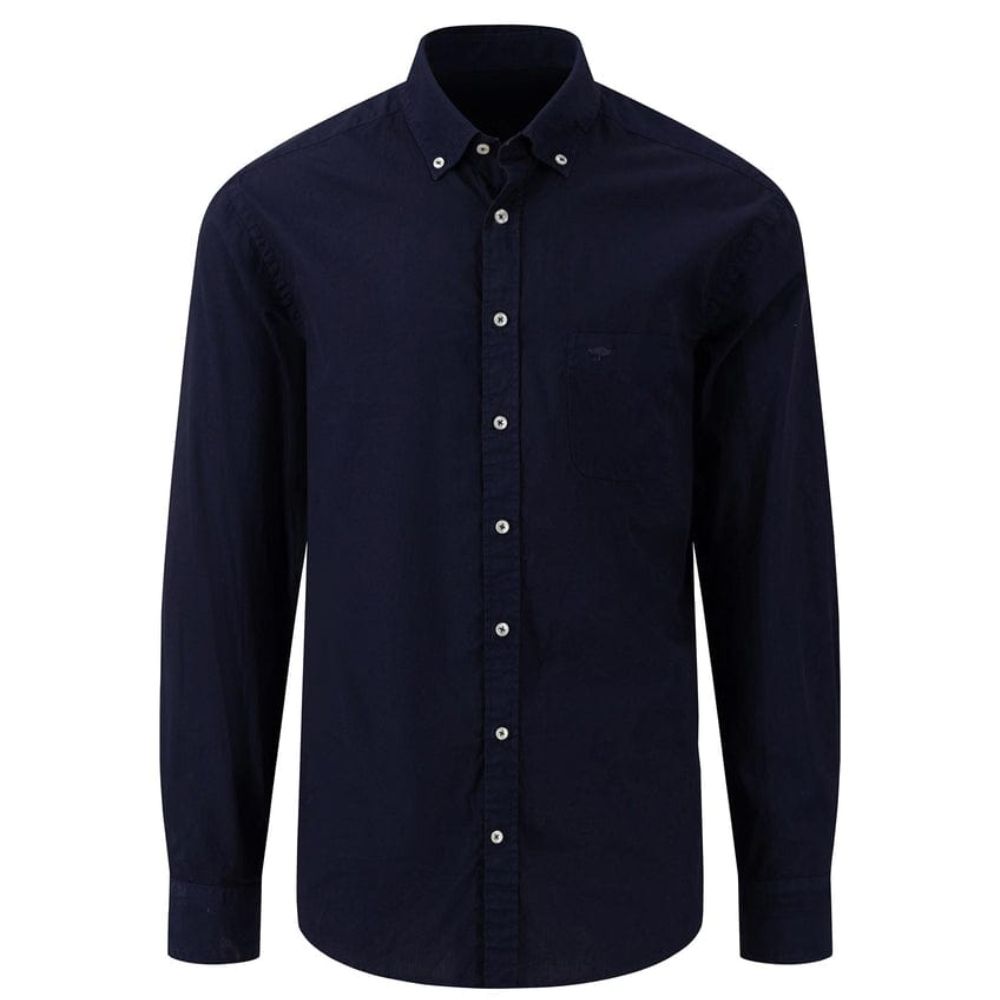 FYNCH HATTON COTTON BUTTON-DOWN COLLAR SOLID POPLIN NAVY MEN SHIRT